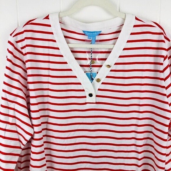 Draper James Womens Striped T-Shirt Dress in Lipstick Red Multi XX-Large - Picture 4 of 11